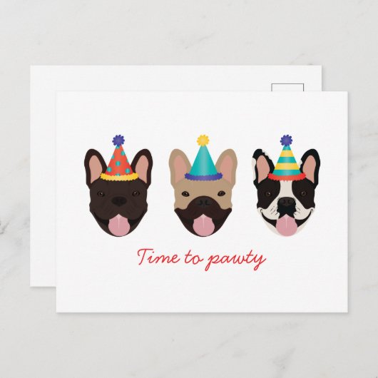 Carte Postale C'est l'heure de faire la fête Chapeaux de fête po (Devant / Derrière)