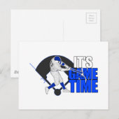 Carte Postale C'est l'heure du jeu - Baseball (Bleu) (Devant / Derrière)