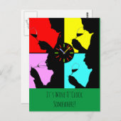 Carte Postale C'est l'heure du vin quelque part artsy graphique (Devant / Derrière)