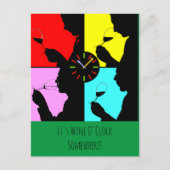 Carte Postale C'est l'heure du vin quelque part artsy graphique (Devant)