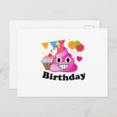 Carte Postale C'est My Birthday Poop Emoji kids Boy Party (Devant / Derrière)
