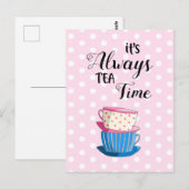 Carte Postale C'est toujours Tea Time Citation tasses de fête (Devant / Derrière)