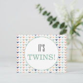 Carte Postale C'est Twins Modern Geometry Twins Baby shower (Debout devant)