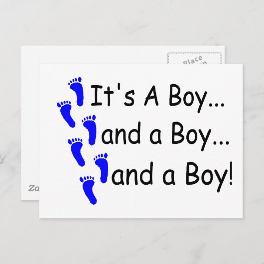 Carte Postale C'Est Un Bébé Garçon Triplets (Devant / Derrière)