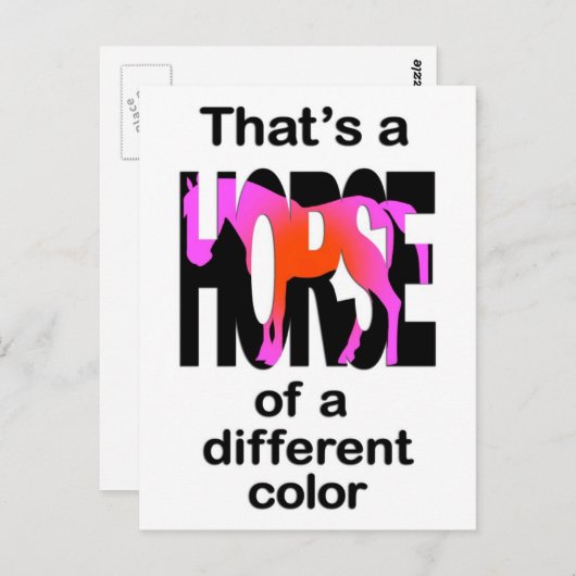 Carte Postale C'est un cheval d'une couleur différente (Devant / Derrière)