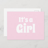 Carte Postale C'est une faire-part bébé rose clair (Devant / Derrière)