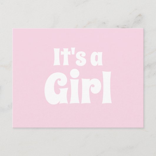 Carte Postale C'est une faire-part bébé rose clair (Devant)