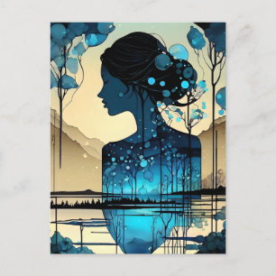 Carte Postale C'est une femme abstraite, faite de forêt. Elle es