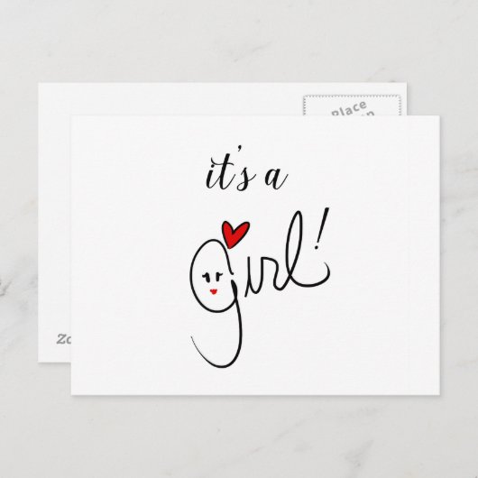 Carte postale C'est une fille (Devant / Derrière)