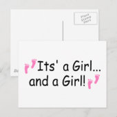 Carte Postale C'est une fille et une fille jumelles (Devant / Derrière)