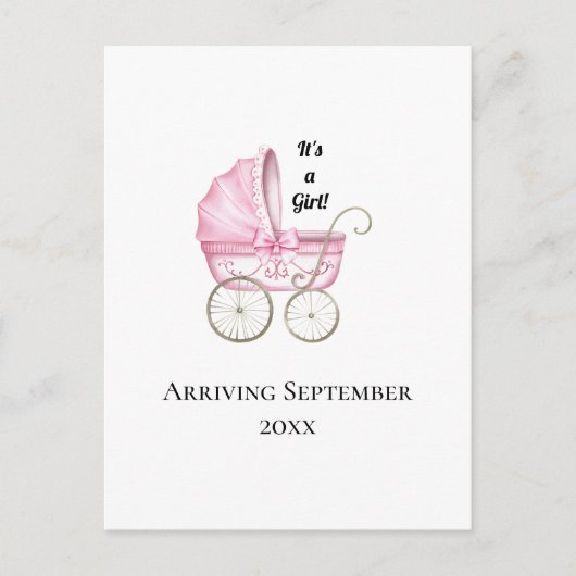 Carte Postale C'est une fille ! Faire-part de grossesse pour béb (Devant)