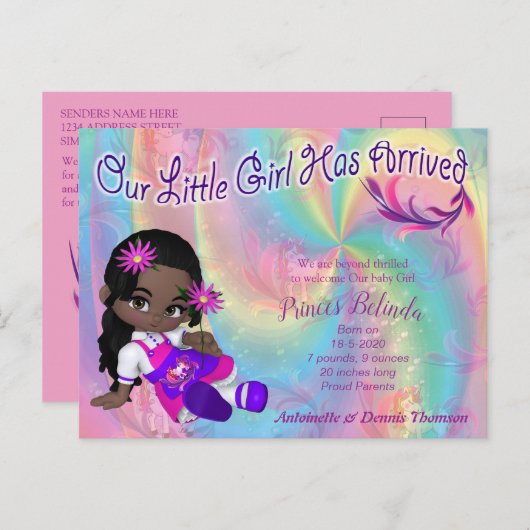 Carte Postale C'est une fille - un bébé à tarte croûtée (Devant / Derrière)