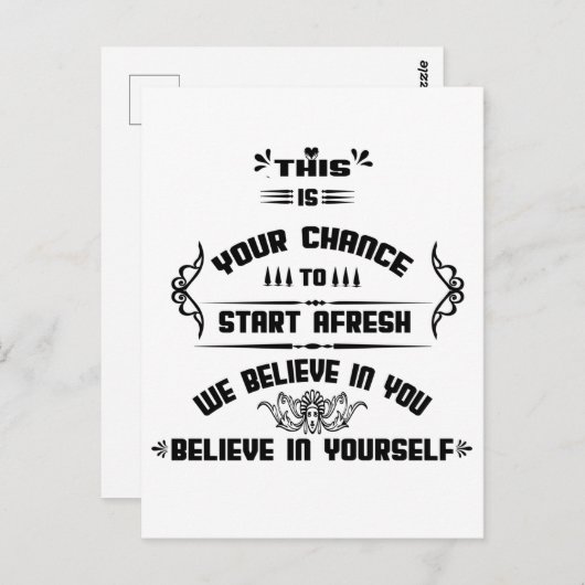 Carte Postale C'est votre chance de commencer l'inspiration FRAÎ (Devant / Derrière)
