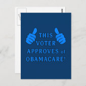 Carte Postale CET ÉLECTEUR approuve l'Obamacare (Devant / Derrière)
