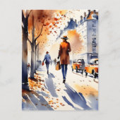 Carte Postale Cette aquarelle d'art urbain est un automne s (Devant)