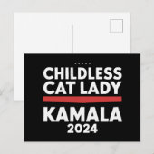 Carte Postale Cette dame au chat sans enfant vote Kamala 2024 (Devant / Derrière)