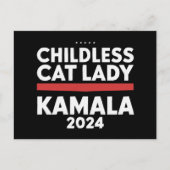 Carte Postale Cette dame au chat sans enfant vote Kamala 2024 (Devant)