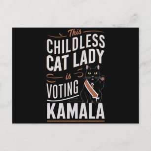 Carte Postale Cette dame aux chats sans enfants vote Kamala