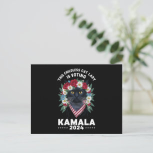Carte Postale Cette Femme-Chat Sans Enfant Vote Kamala
