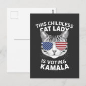 Carte Postale Cette Femme Sans Enfant Vote L'Élection De Kamala (Devant / Derrière)