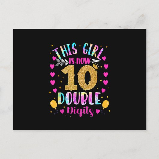 Carte Postale Cette Fille a Maintenant 10 ans Dix Chiffres Tie-D (Devant)