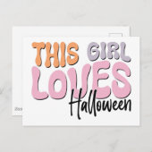 Carte Postale Cette fille adore Halloween (Devant / Derrière)