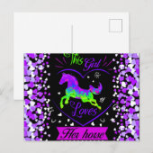 Carte Postale Cette fille adore son cheval    (Devant / Derrière)