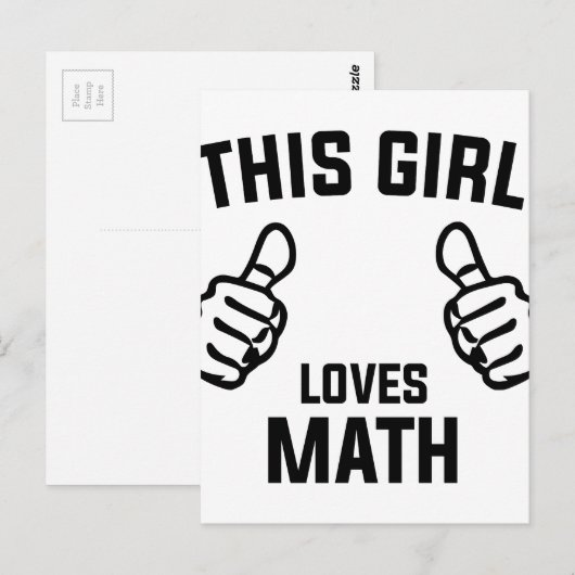 Carte Postale Cette fille aime les maths (Devant / Derrière)