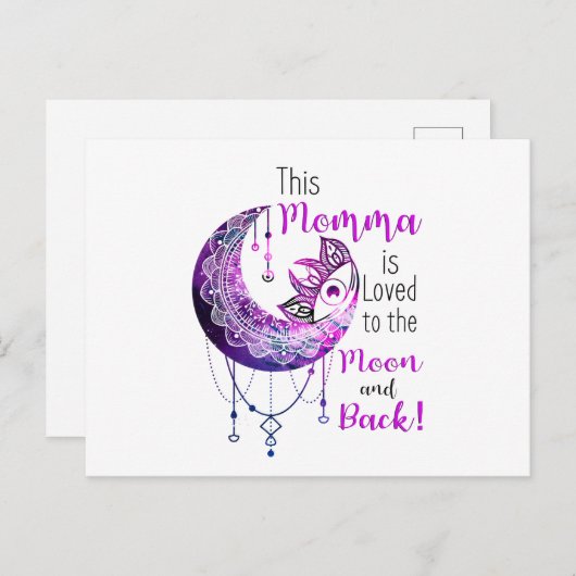 Carte Postale Cette Momma est aimée à la lune et à l'arrière (Devant / Derrière)