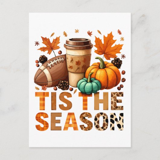 Carte Postale Cette saison Herbstzeit mit Football und Kaffee (Devant)