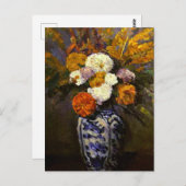 Carte Postale Cezanne - Dahlias, peinture florale (Devant / Derrière)