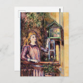 Carte Postale Cezanne - Fille avec cage à oiseaux (Devant / Derrière)