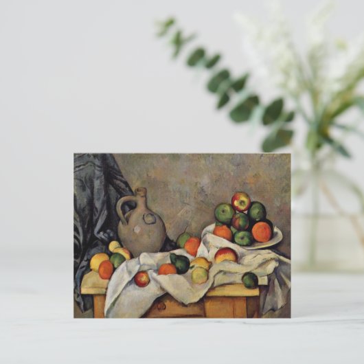 Carte Postale Cezanne - Rideau, Jug et Fruit (Debout devant)