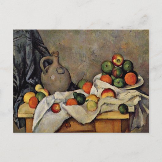Carte Postale Cezanne - Rideau, Jug et Fruit (Devant)