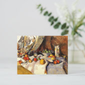 Carte Postale Cezanne - Still Life Post, Bottle, Cup and Fruit (Debout devant)
