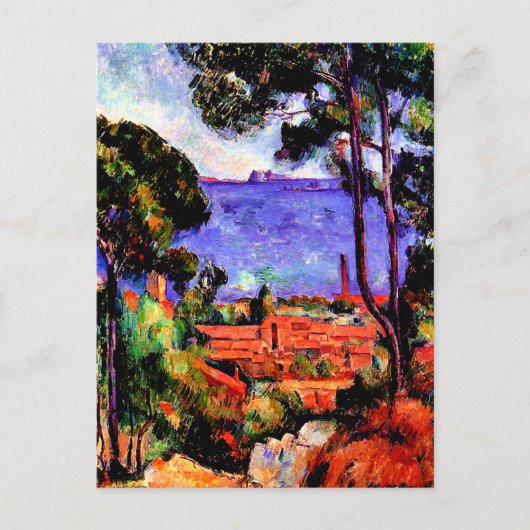 Carte Postale Cezanne - Vue à travers les arbres (Devant)