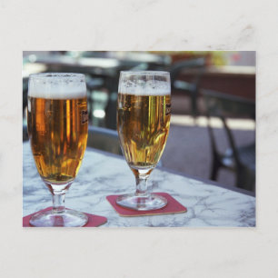 Carte Postale Chablis; deux bières fraîches à 42 degrés par une 