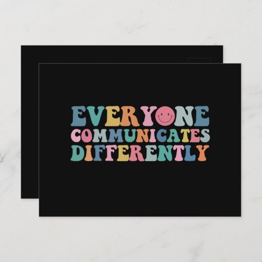 Carte Postale Chacun communique une Sensibilisation sur l'autism (Devant / Derrière)