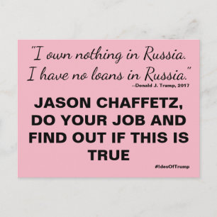 Carte Postale Chaffetz Faites Votre Travail Trump Russie Résista