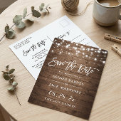 Carte Postale Chaîne de bois rustique illumine mariage Enregistr