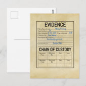 Carte Postale Chaîne de garde de preuves jeu de rôle de crime fa (Devant / Derrière)