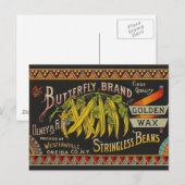 Carte Postale Chaîne Étiquette de haricot Vegetable Pays (Devant / Derrière)