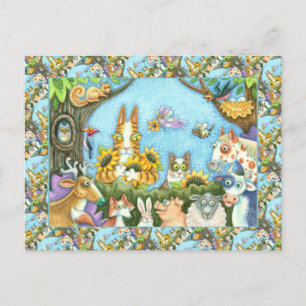 CARTE POSTALE CHAÎNES N'FITZ ET MENAGERIE D'AMIS, AMUSANT