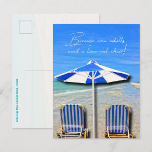 Carte Postale Chaise de détente pour adultes de la plage de l'îl