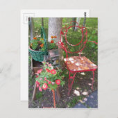 Carte Postale Chaise de jardin orange vif (Devant / Derrière)