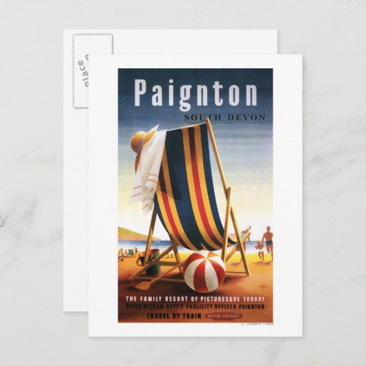 Carte Postale Chaise de plage et affiche de balle de British Rai (Devant / Derrière)