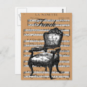 Carte Postale Chaise et musique vintage (Devant / Derrière)