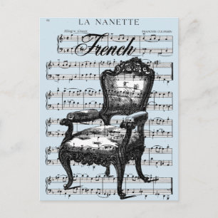 Carte Postale Chaise et musique vintage