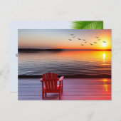 Carte Postale Chaise Red Adirondack sur un quai (Devant / Derrière)