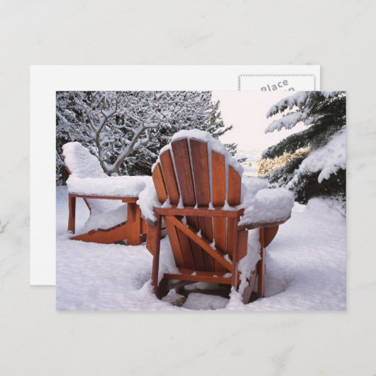 Carte Postale Chaises Adirondack Neige en hiver Photo (Devant / Derrière)